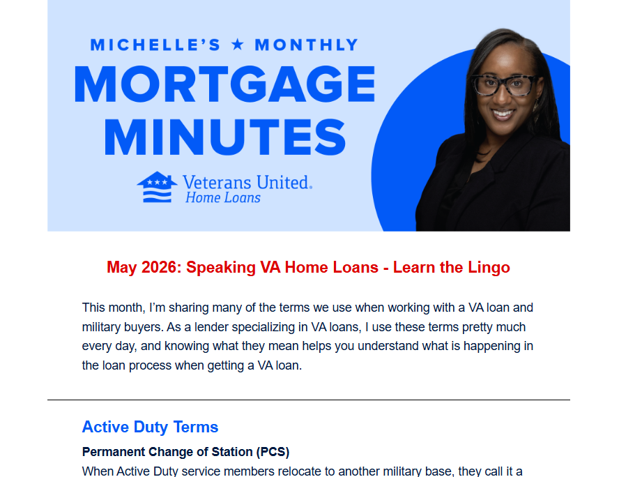 Michelle's Monthly Mortgage Minutes