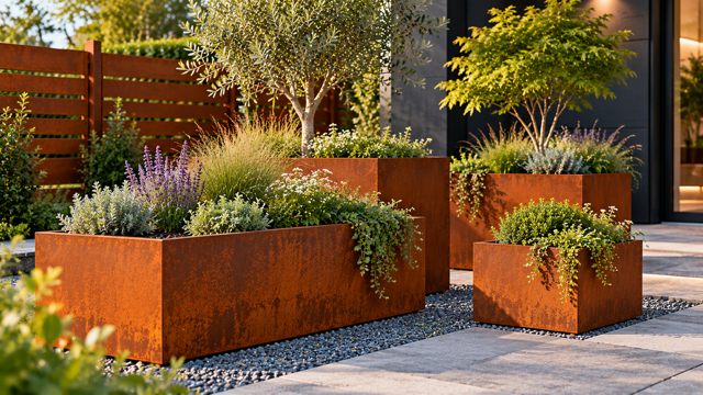 Bespoke Corten steel garden planter design examples