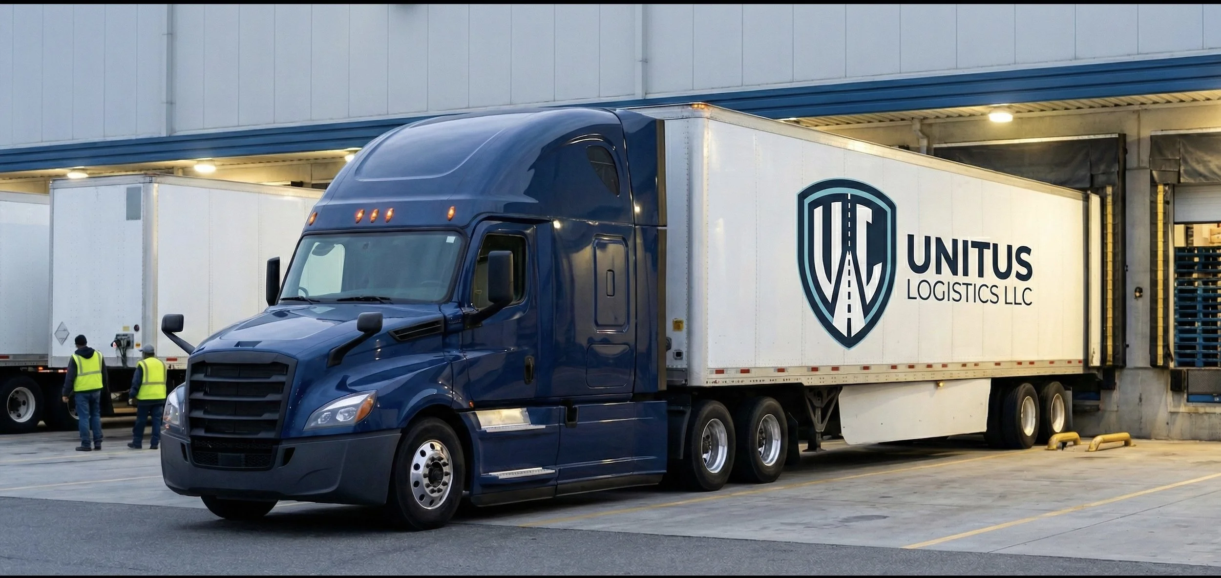 Unitus Logistics Freightliner Cascadia at loading dock