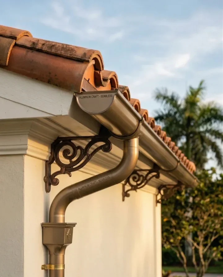 Half-Round Seamless Gutters installed on a classic exterior
