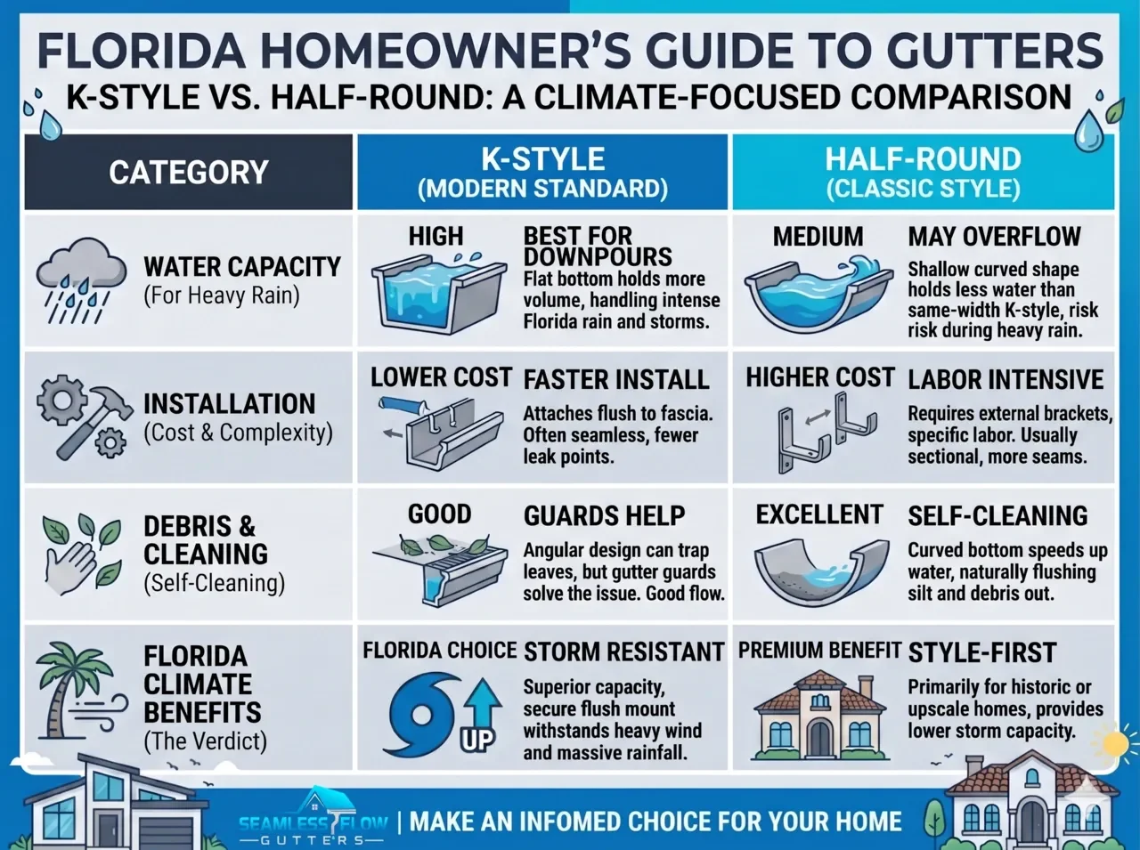 K-Style vs Half-Round Gutter Comparison
