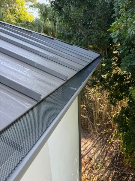 Installed gutter guard system close-up