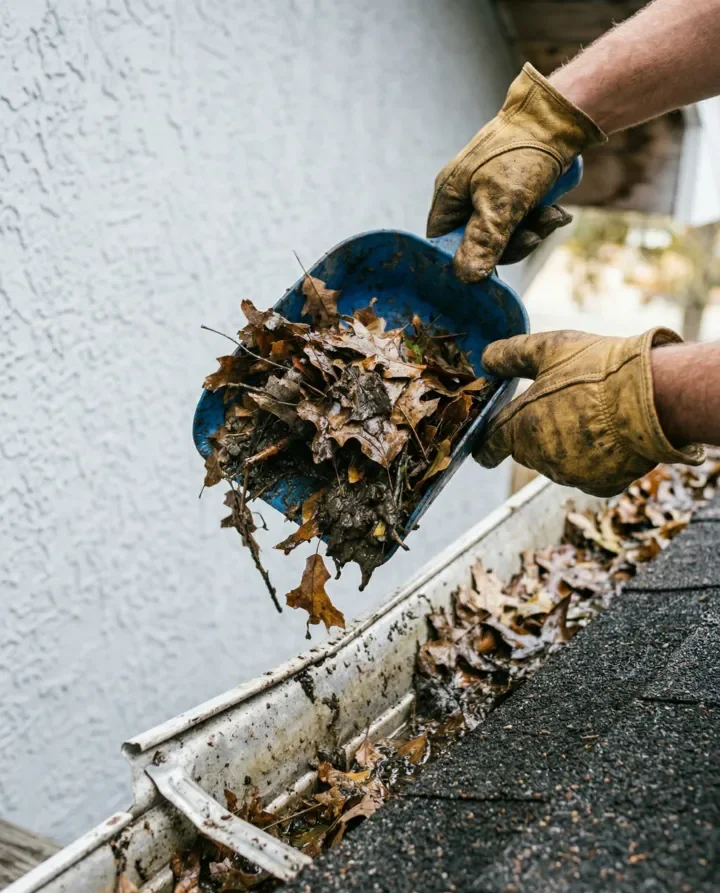 Professional gutter cleaning process