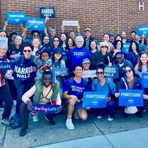 Swing Left volunteers before a canvass in Philadelphia, PA 
