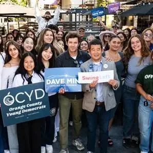 Adam Brody canvassing with Swing Left in Orange County, CA 
