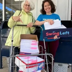 Swing Left Raleigh dropping off their letters for The Big Send