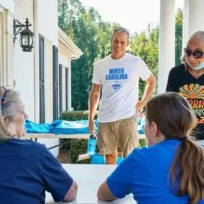 Swing Left volunteers prepare to canvass near Raleigh, NC