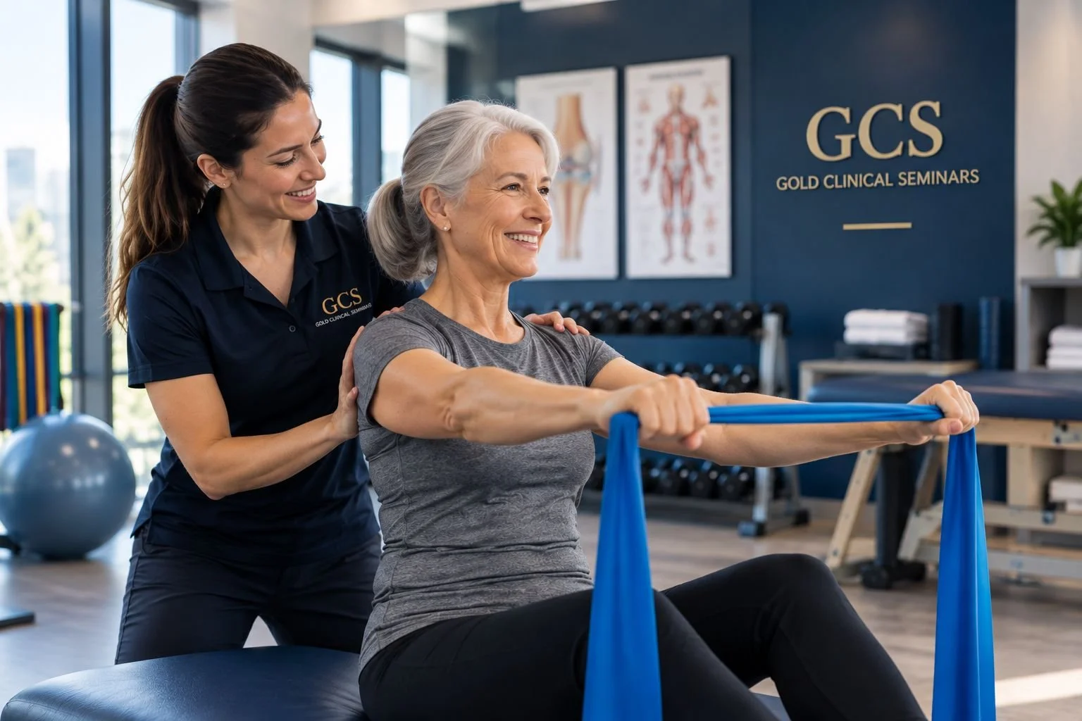 Resistance band session at the Gold Rehab clinic