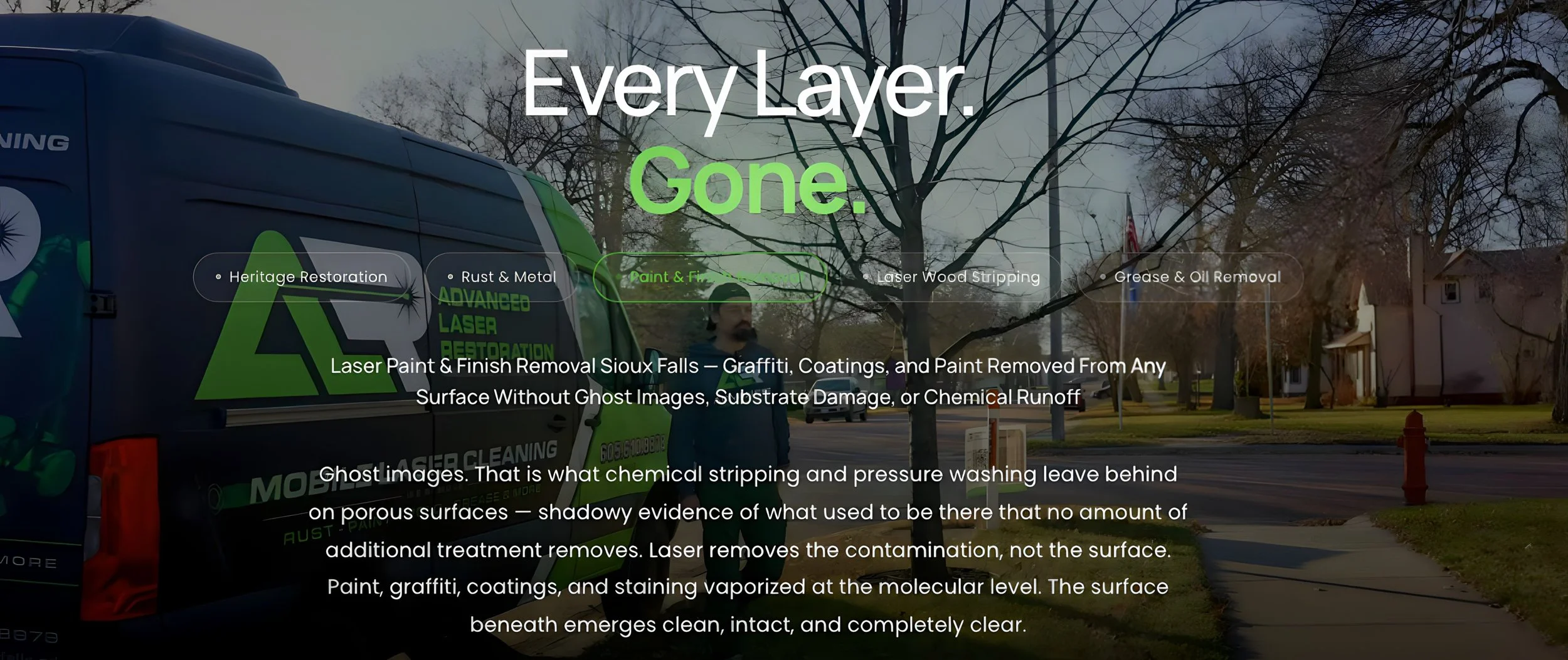 Advanced Laser Restoration service page detail — conversion-optimized B2B web design by Gravity Growth Sioux Falls