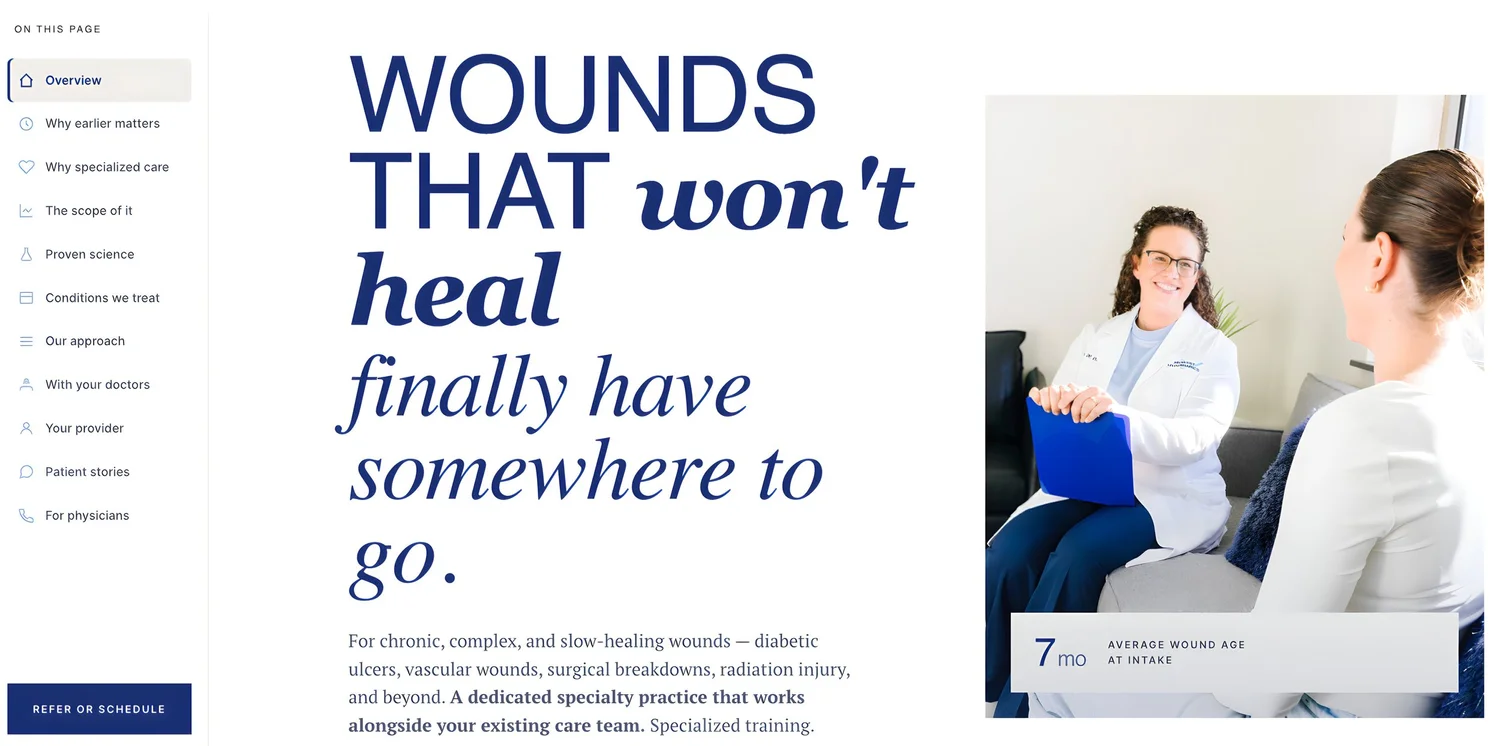 Atlas client website — Midwest Hyperbarics homepage