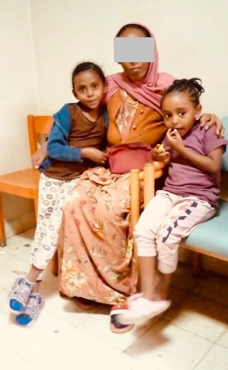 Hiwot with her two daughters