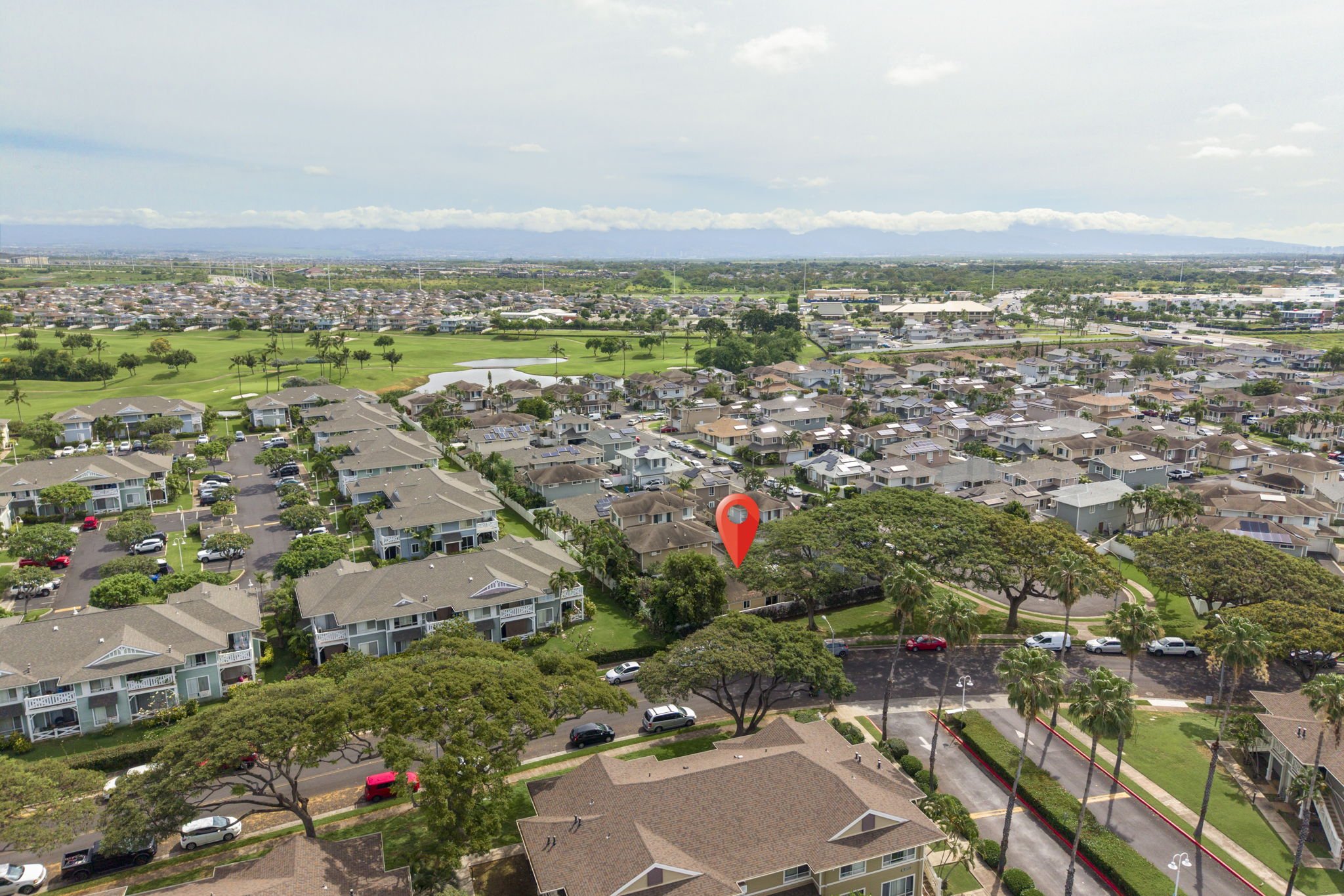 Aerial view over the Villages of Kapolei toward the coastline