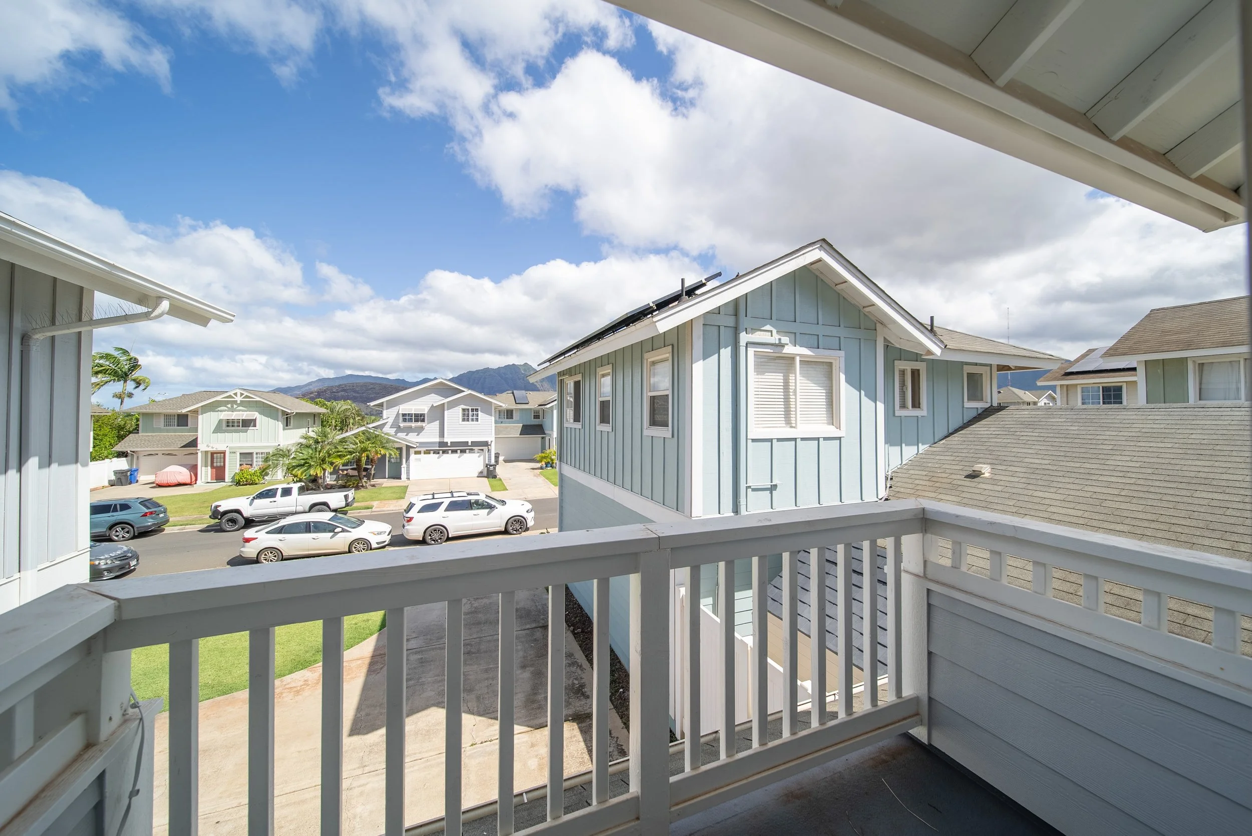 View from the private primary balcony over the neighboring Homes, Waianae