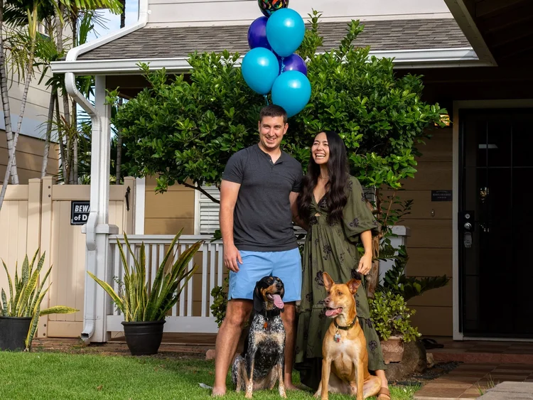 Samantha and Brandon on closing day at their Ewa by Gentry home