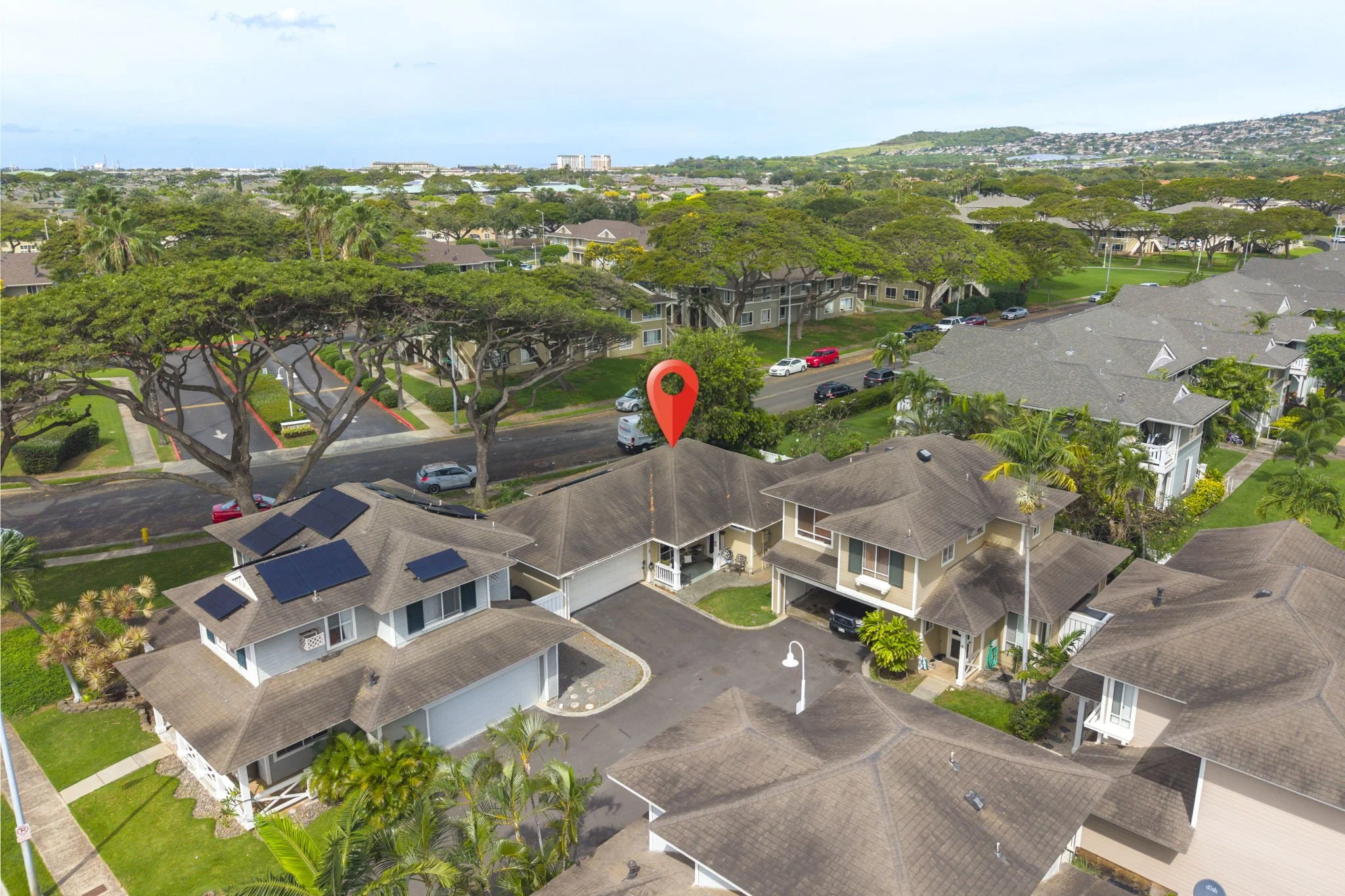 Aerial view directly above the Home on its corner lot, Villages of Kapolei