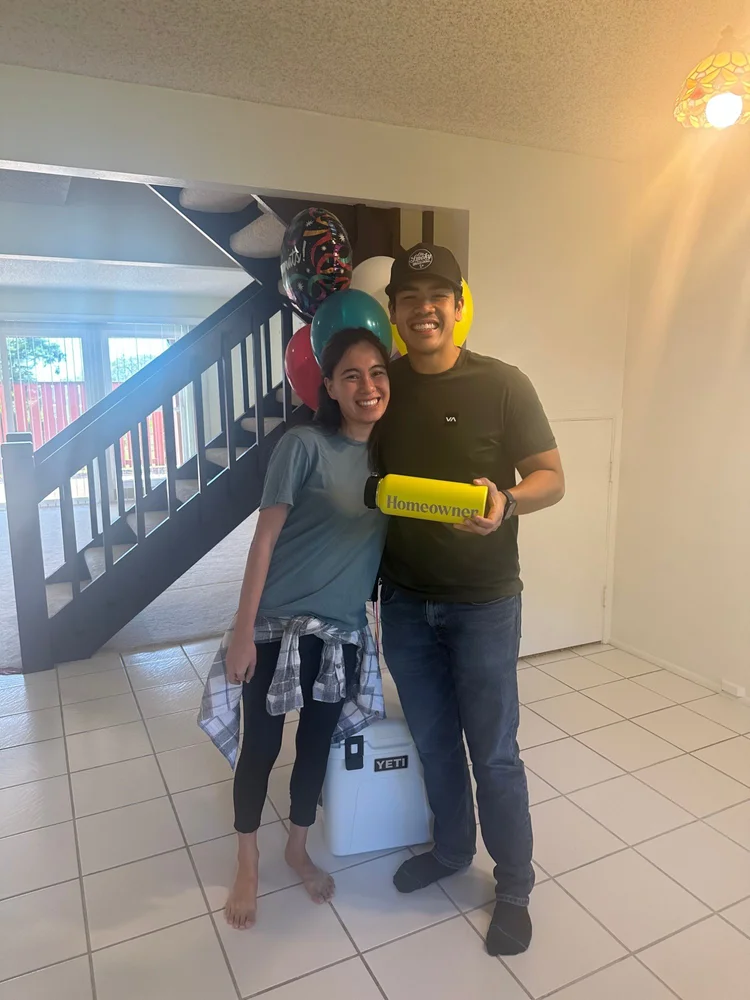 Josiah and Deja on closing day in their Mililani Town home