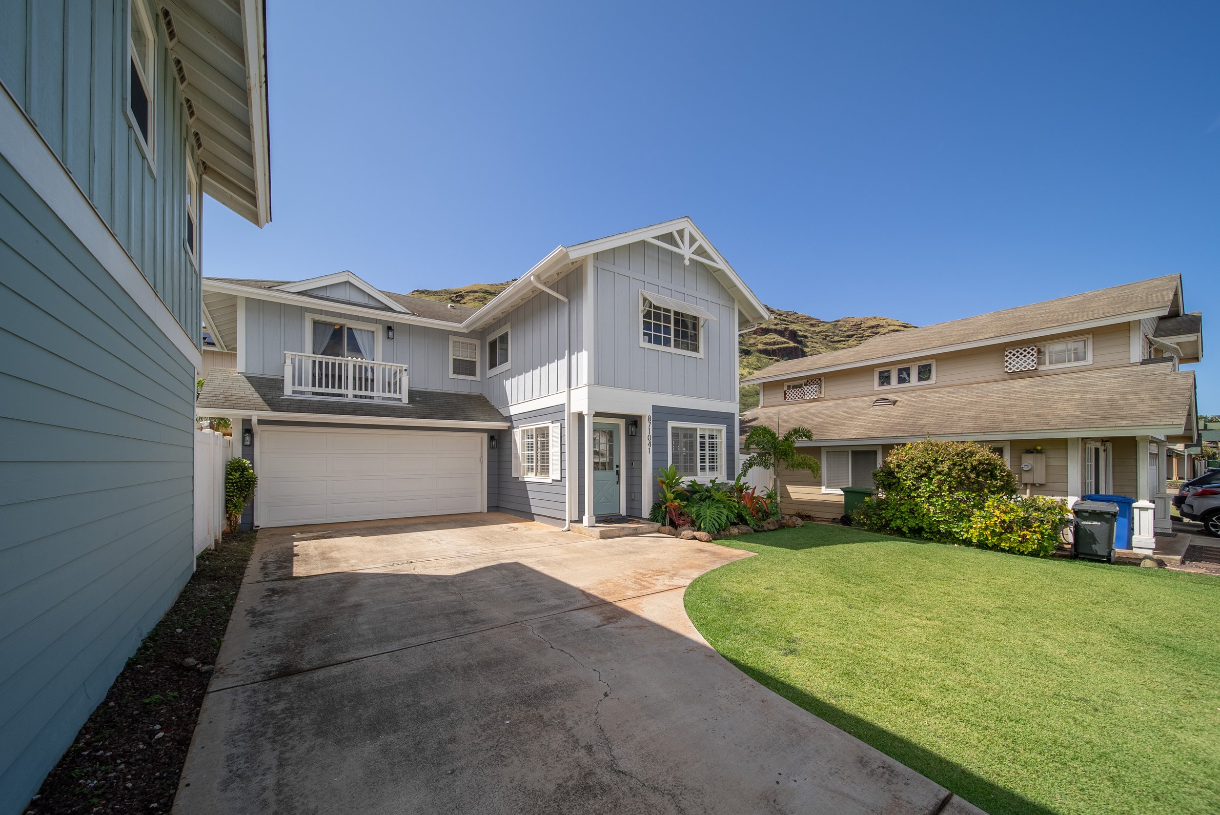Front of the Home with two car garage and wide driveway, Maili Sea Palekai