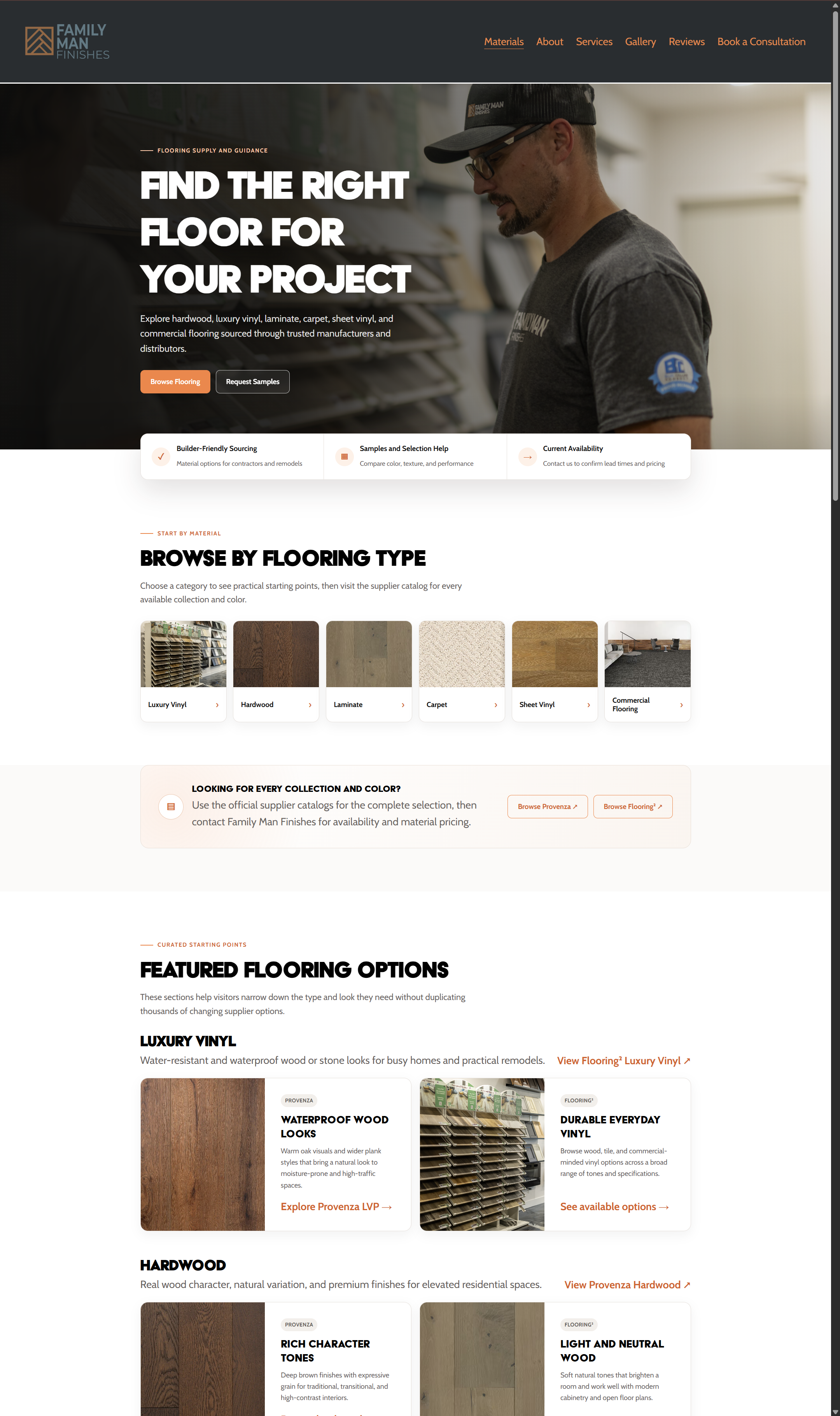 Family Man Finishes website designed by Neverland Creative