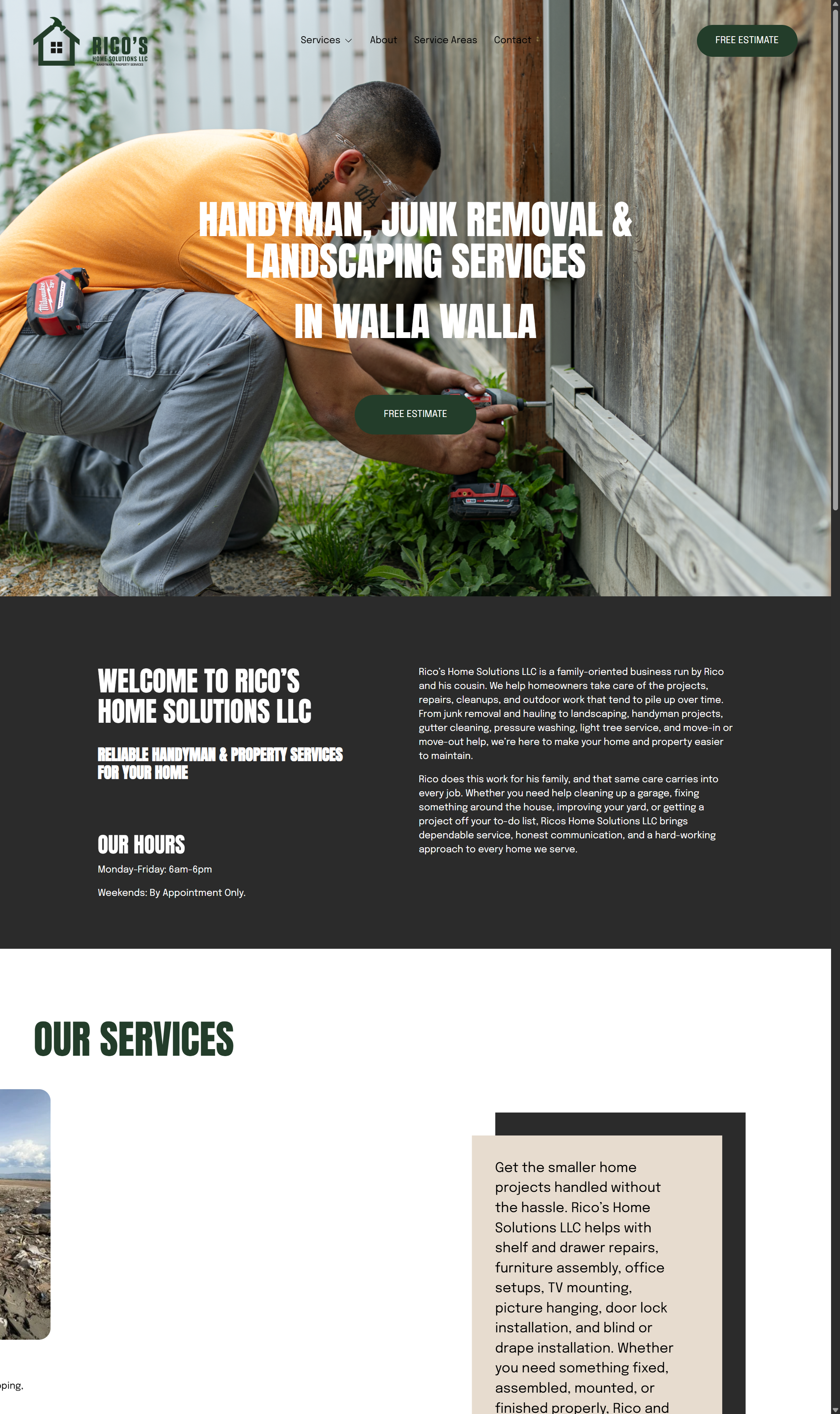 Rico's Home Solutions website designed by Neverland Creative