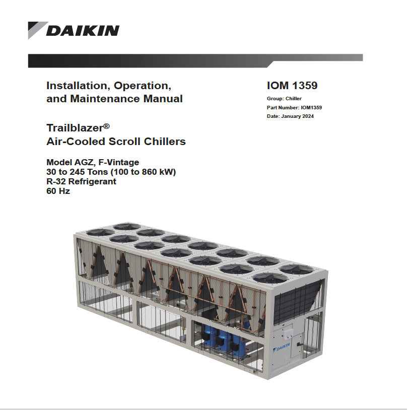 Daikin Trailblazer Air-Cooled Scroll Chiller Manual
