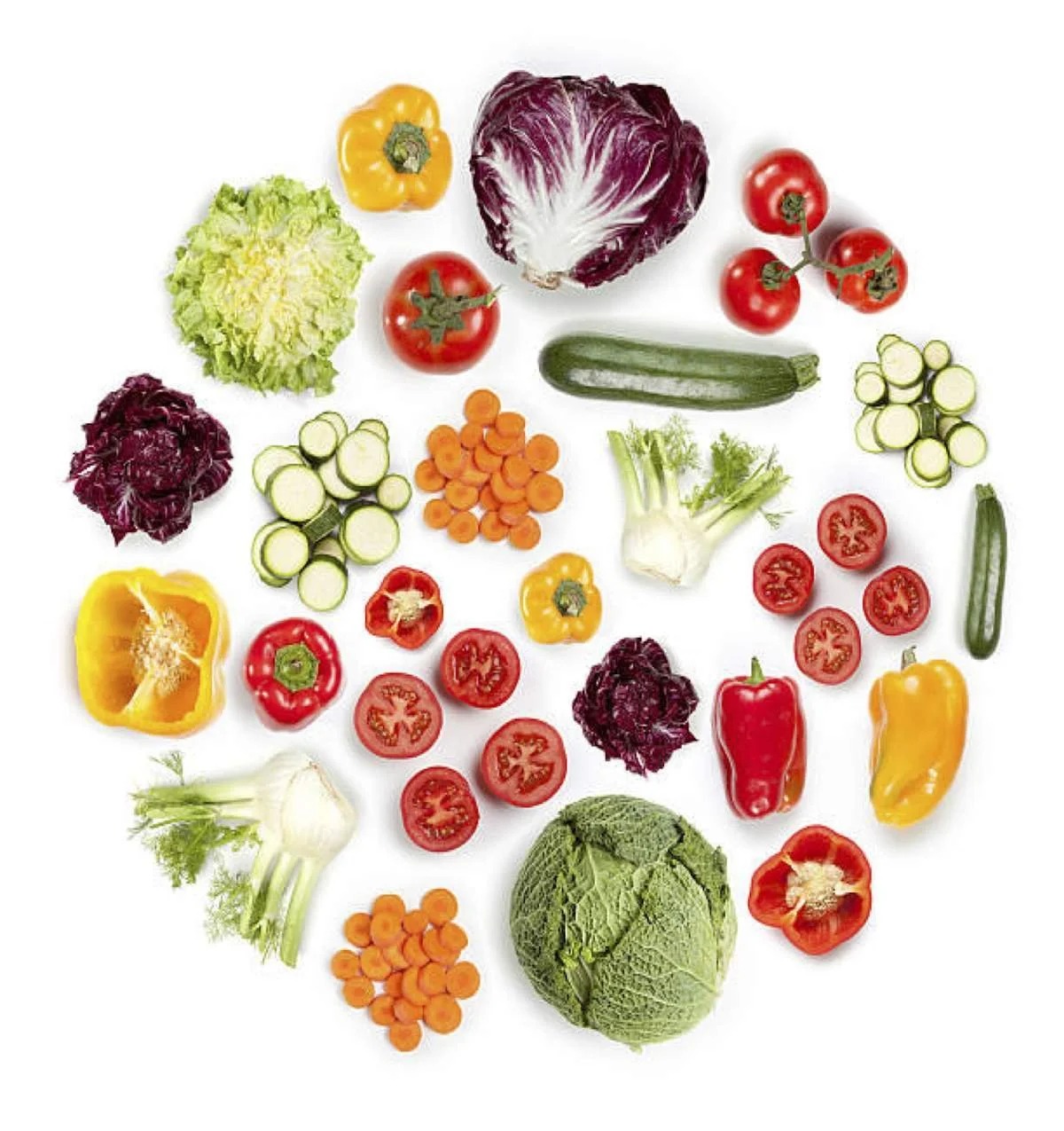 Variety of fresh commodities ready for processing