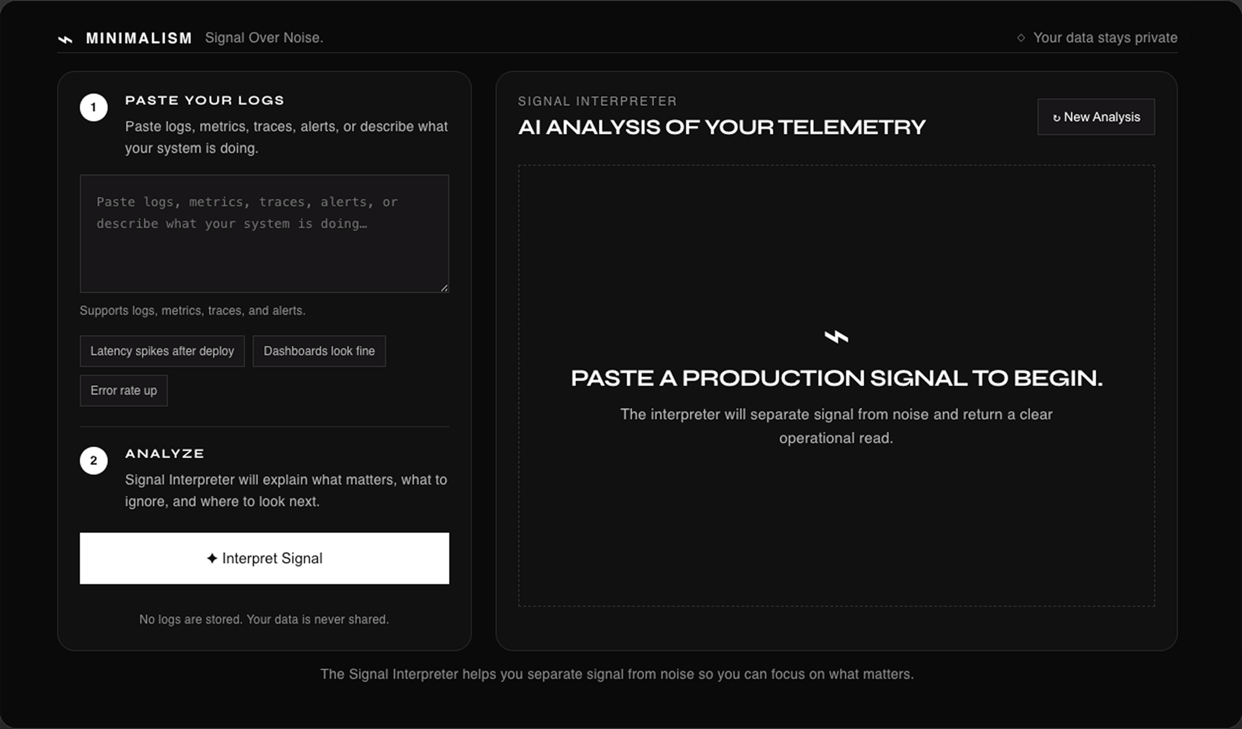 Signal Interpreter analyzing production telemetry