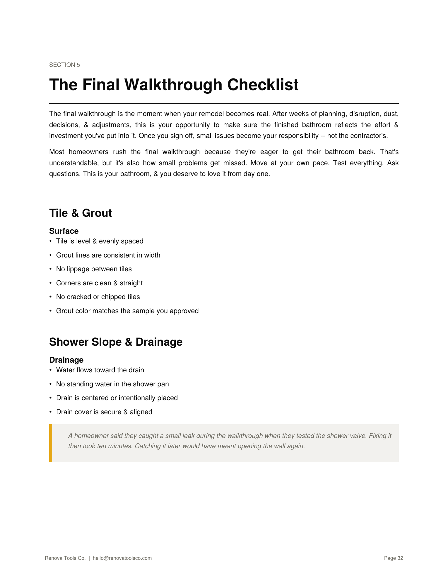 Final Walkthrough Checklist
