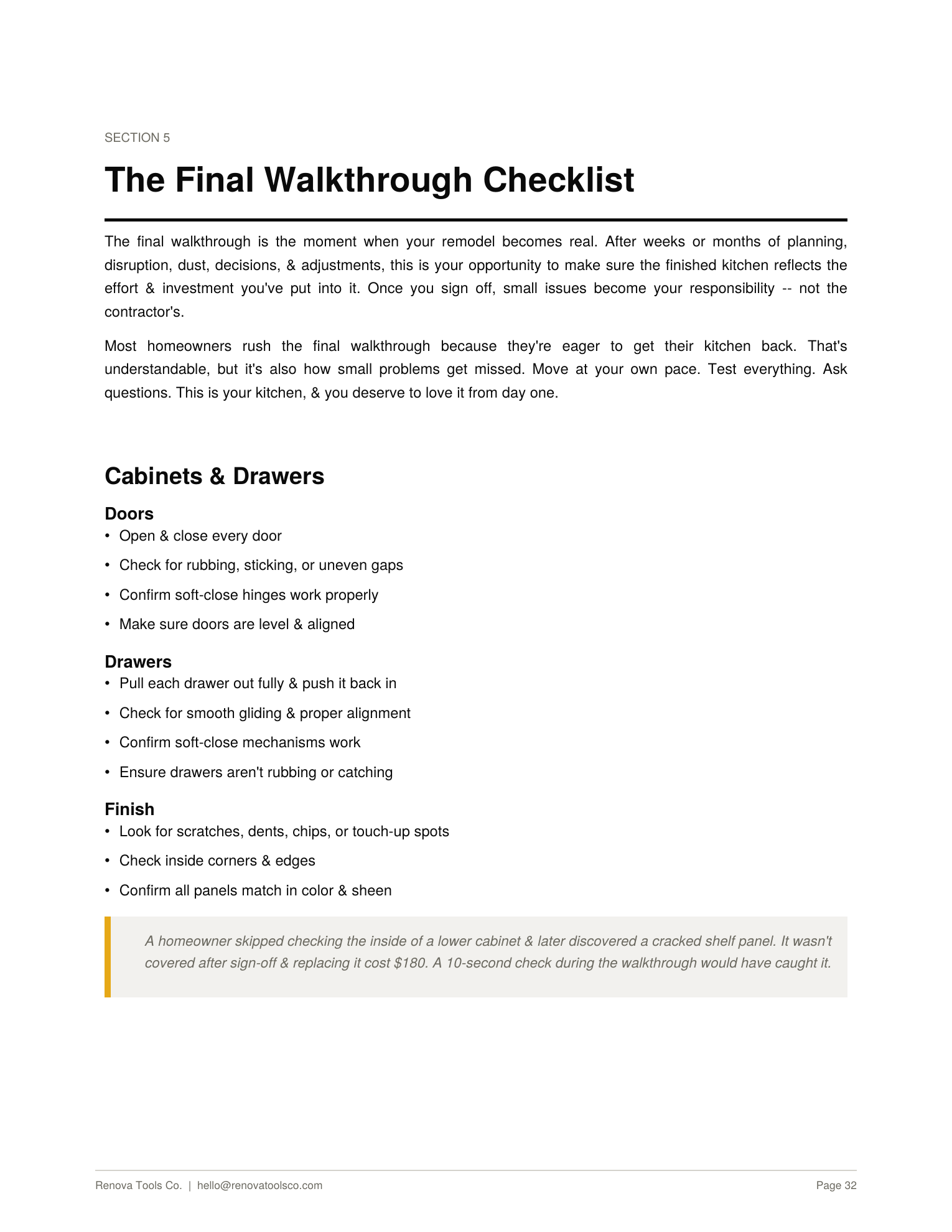 Final Walkthrough Checklist