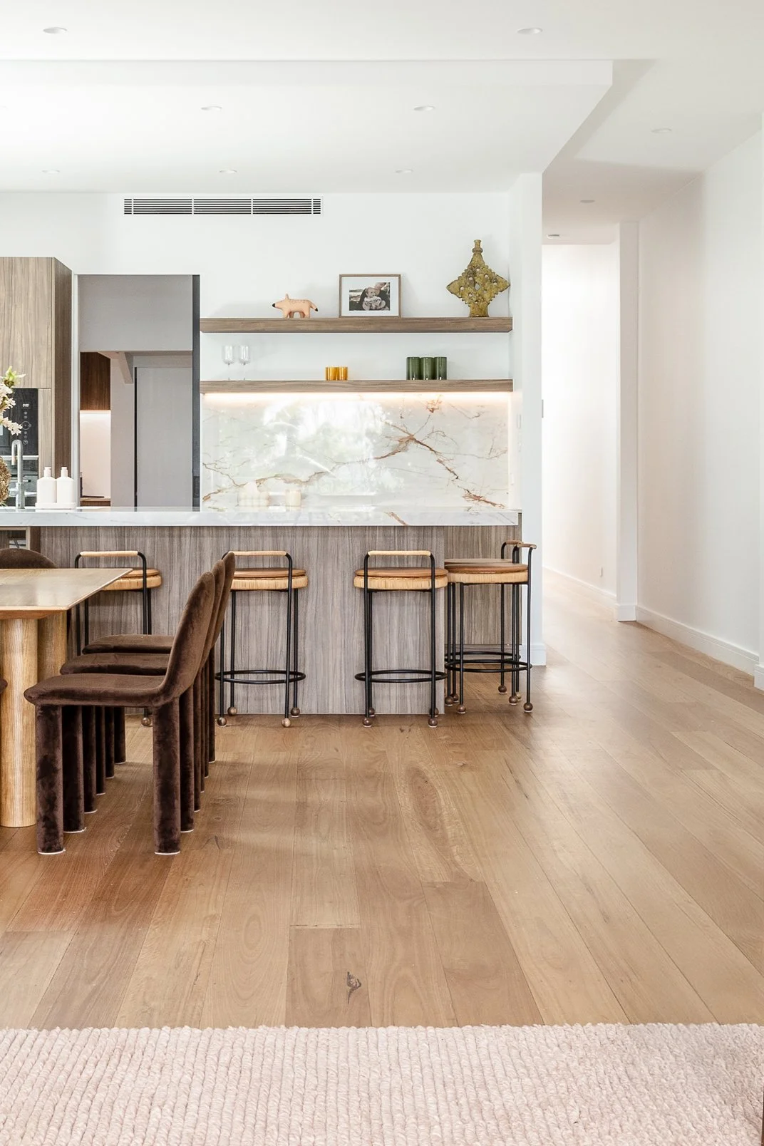 Engineered timber flooring in a kitchen