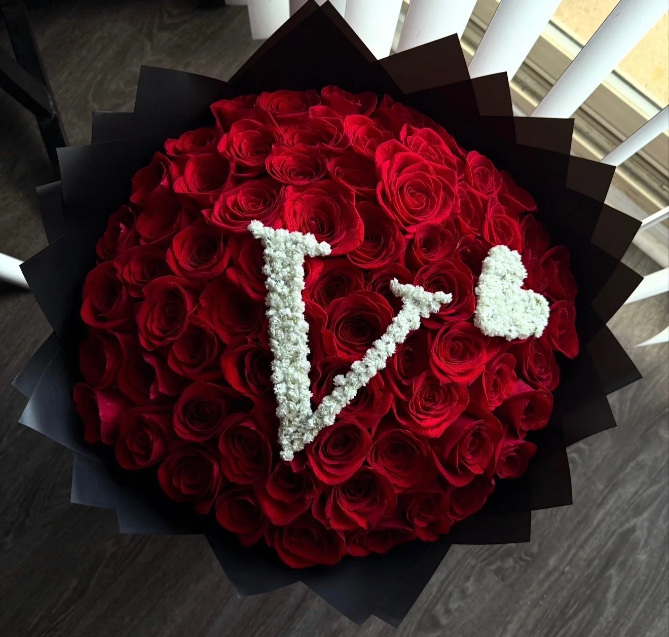 75ct baby’s breath letter or heart arrangement