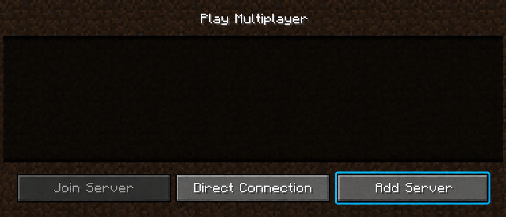 Minecraft Java Edition multiplayer screen with Add Server selected