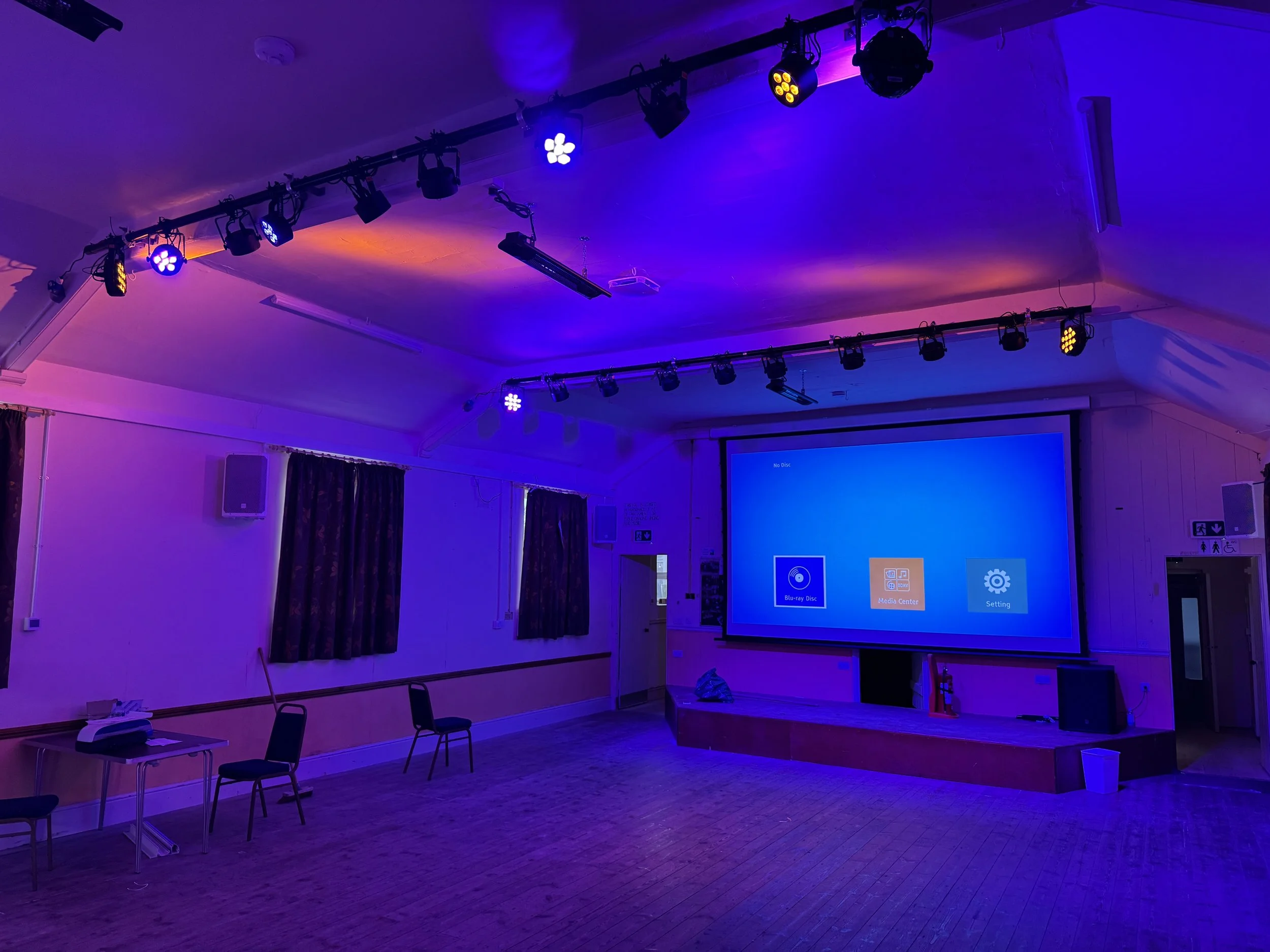 West Cumbria village hall cinema installation