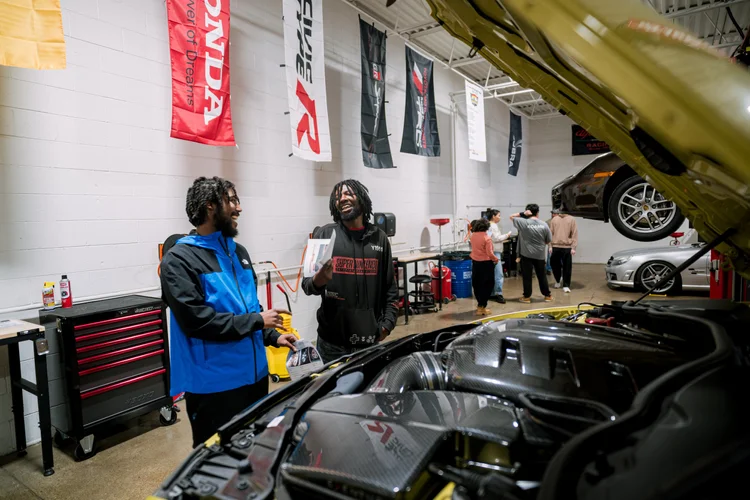 Working on a car