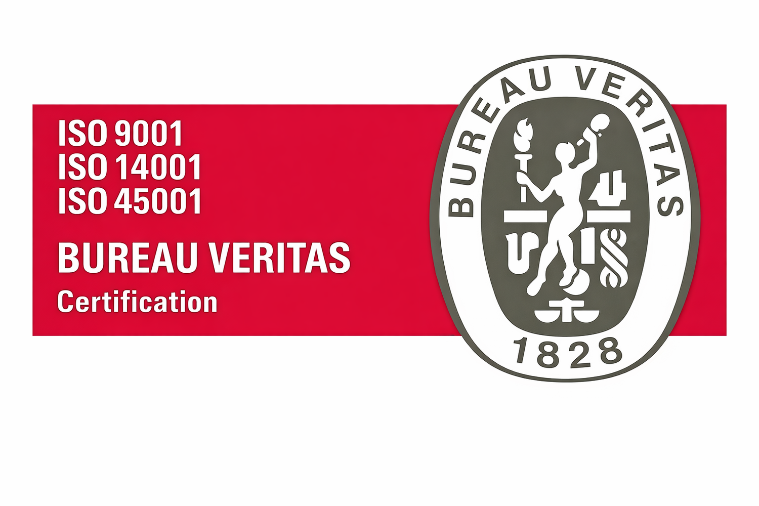 Bureau Veritas certification showing ISO 9001, ISO 14001 and ISO 45001