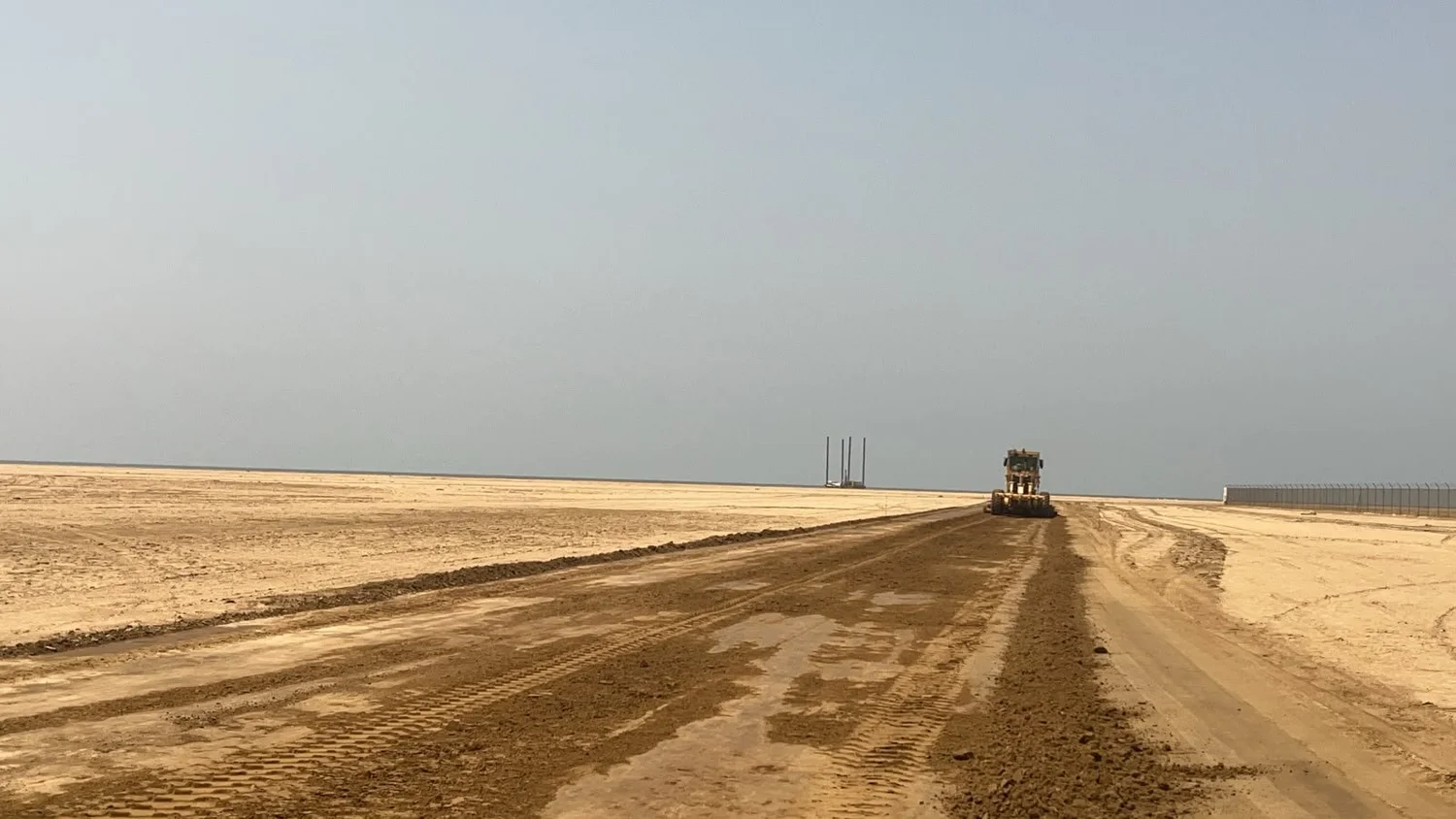 Earthworks creating beach access at the Ras Mohaisen site, Kingdom of Saudi Arabia