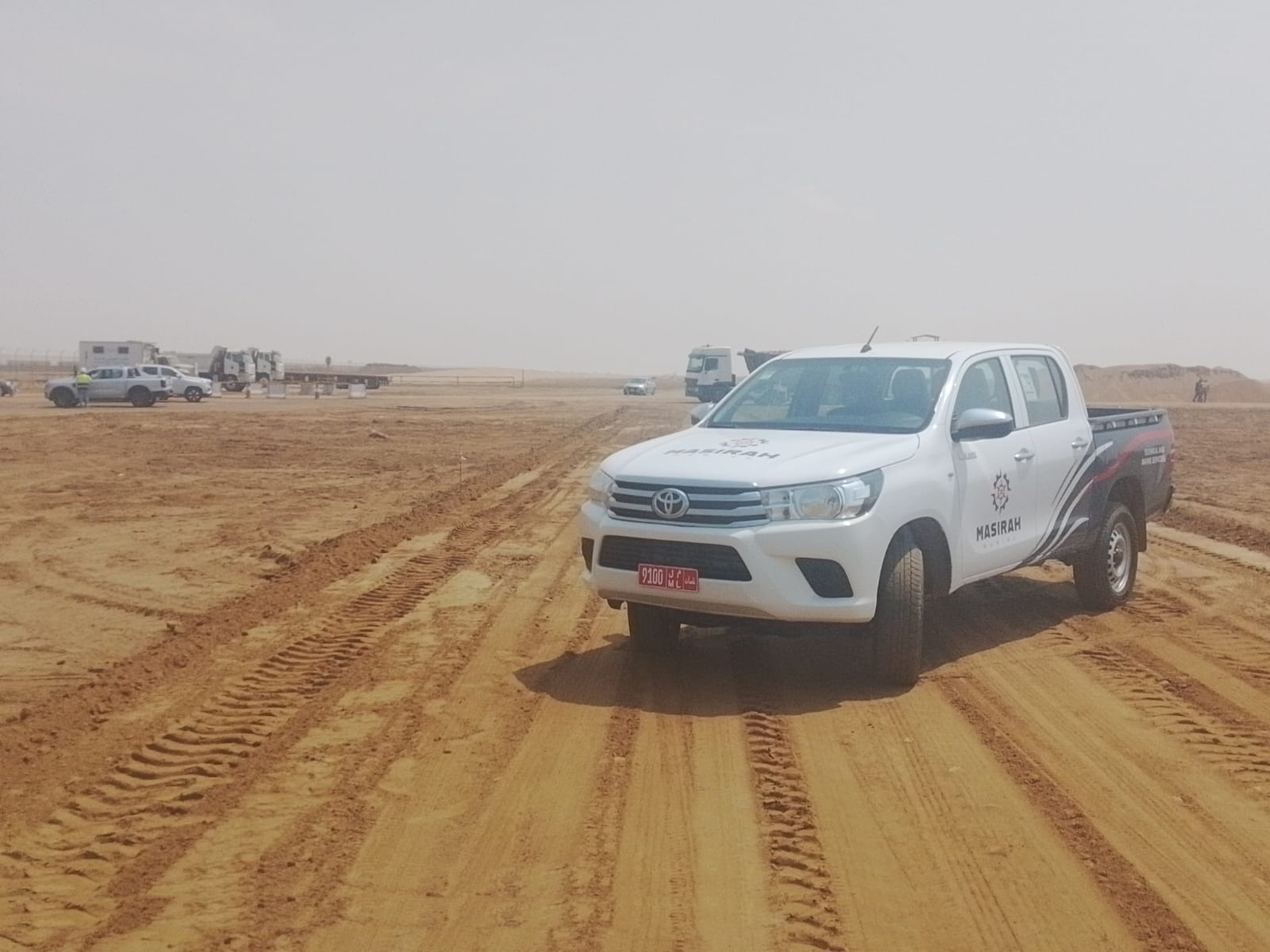 Masirah Marine branded pickup truck on site at the Ras Mohaisen Independent Water Project in the Kingdom of Saudi Arabia