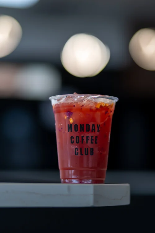 Mango Dragon Fruit Refresher at Monday Coffee Club Dearborn MI