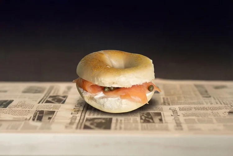 Signature Turkey bagel with smoked turkey, lettuce, tomato, red onion and cream cheese at Monday Coffee Club Dearborn MI