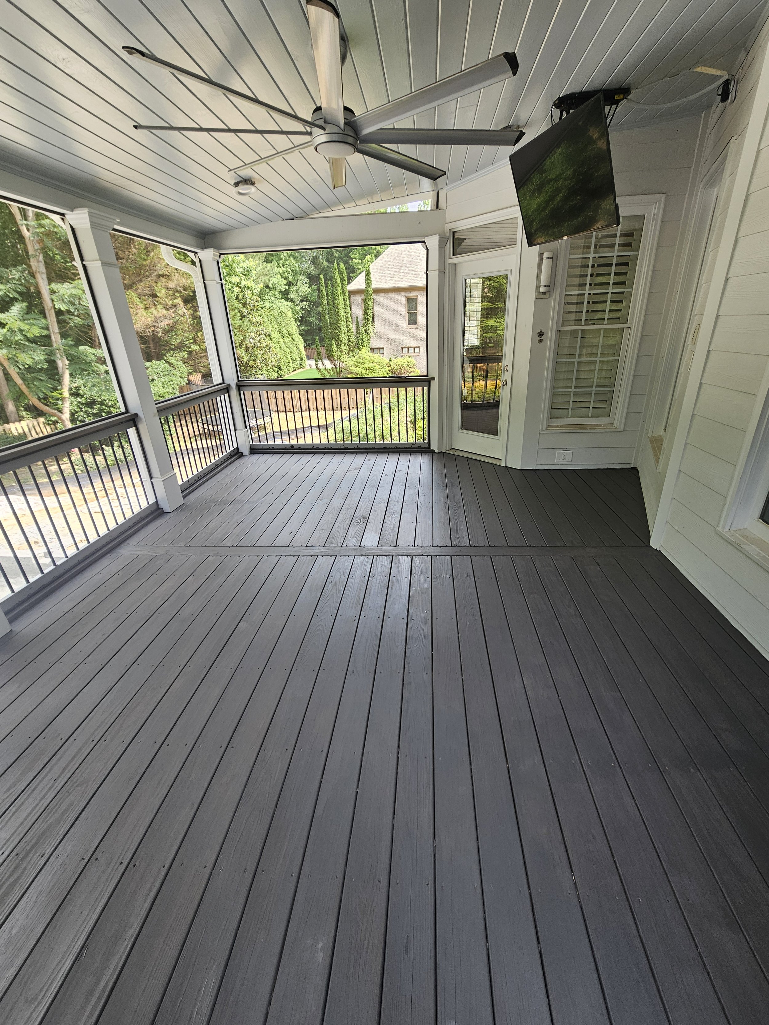 Professionally stained deck in North Georgia