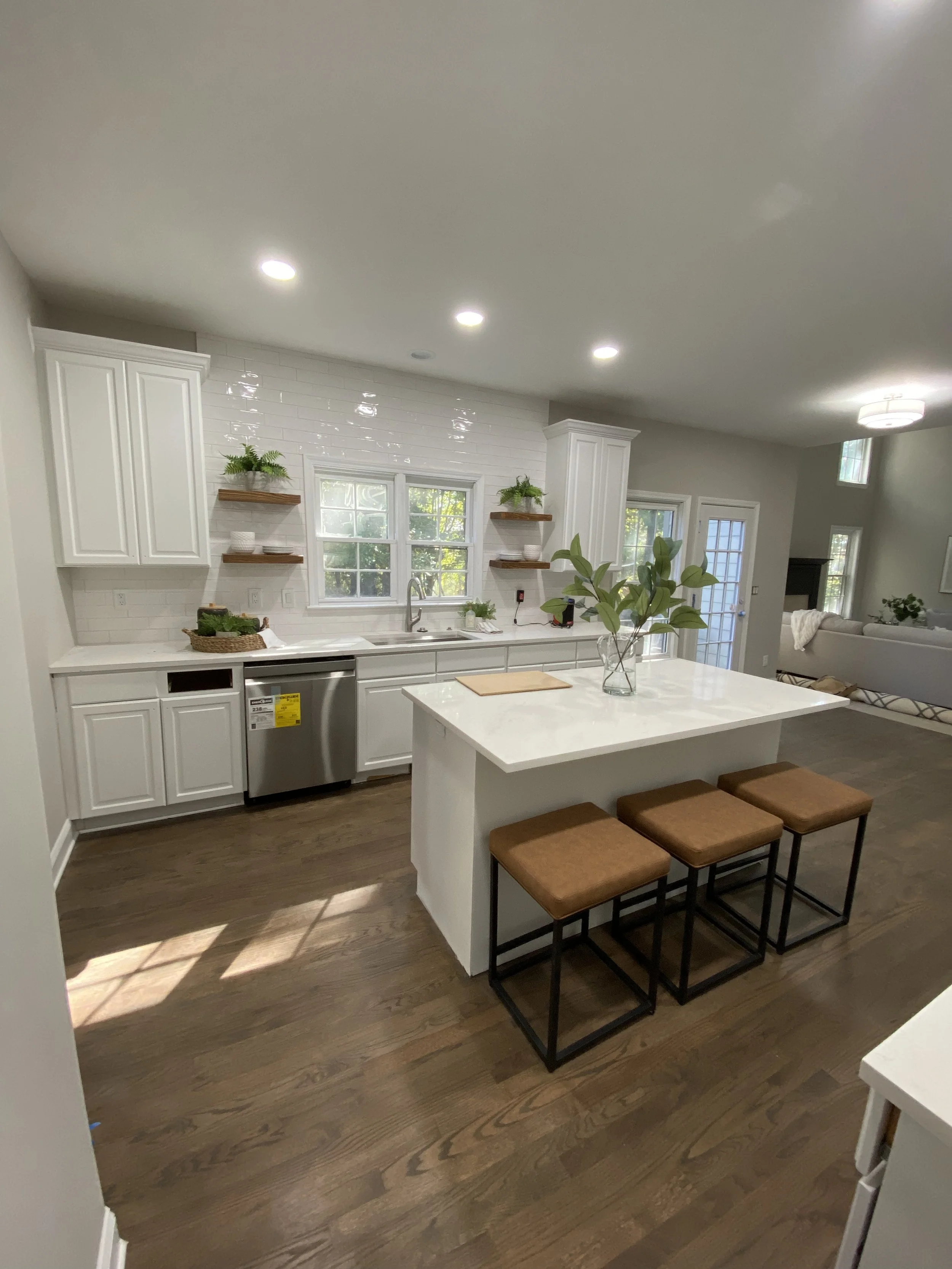 Kitchen cabinets before professional cabinet refinishing in North Georgia