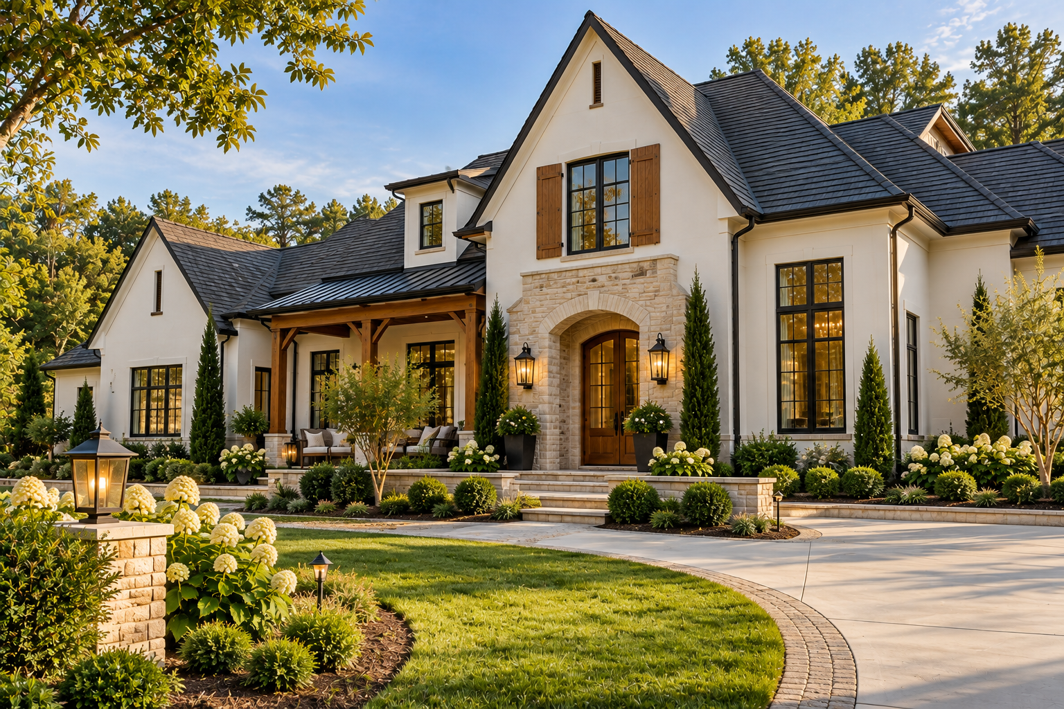 Beautiful North Georgia home with freshly painted siding and detailed exterior trim