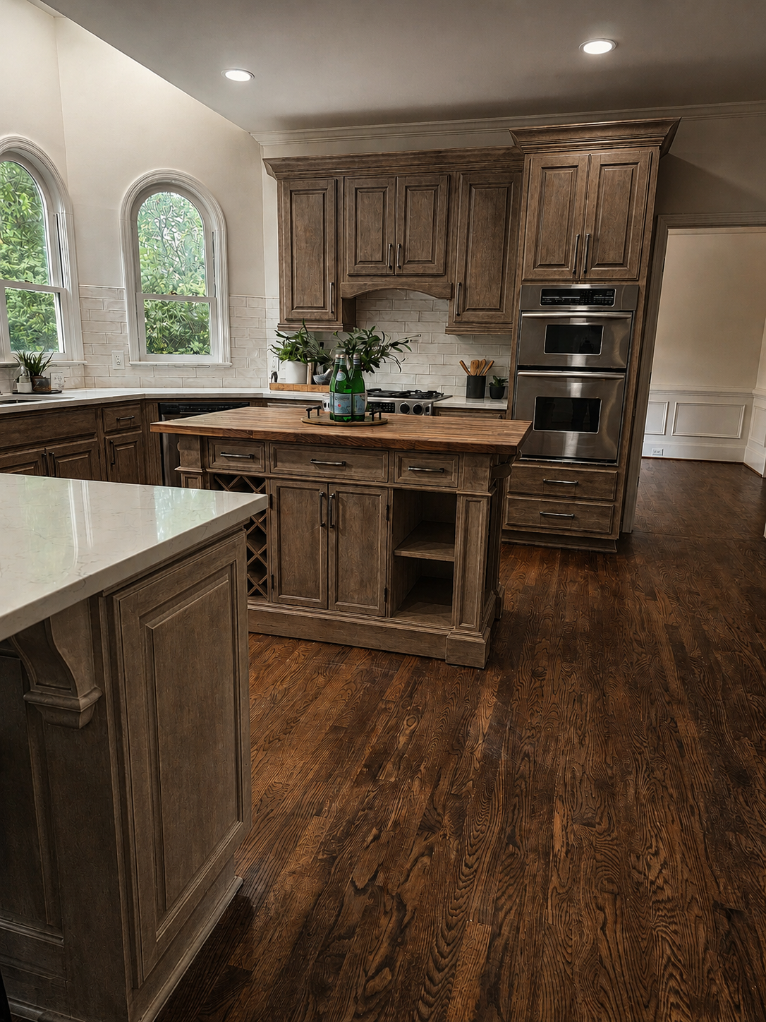 Kitchen cabinets before professional refinishing in Cumming, Georgia