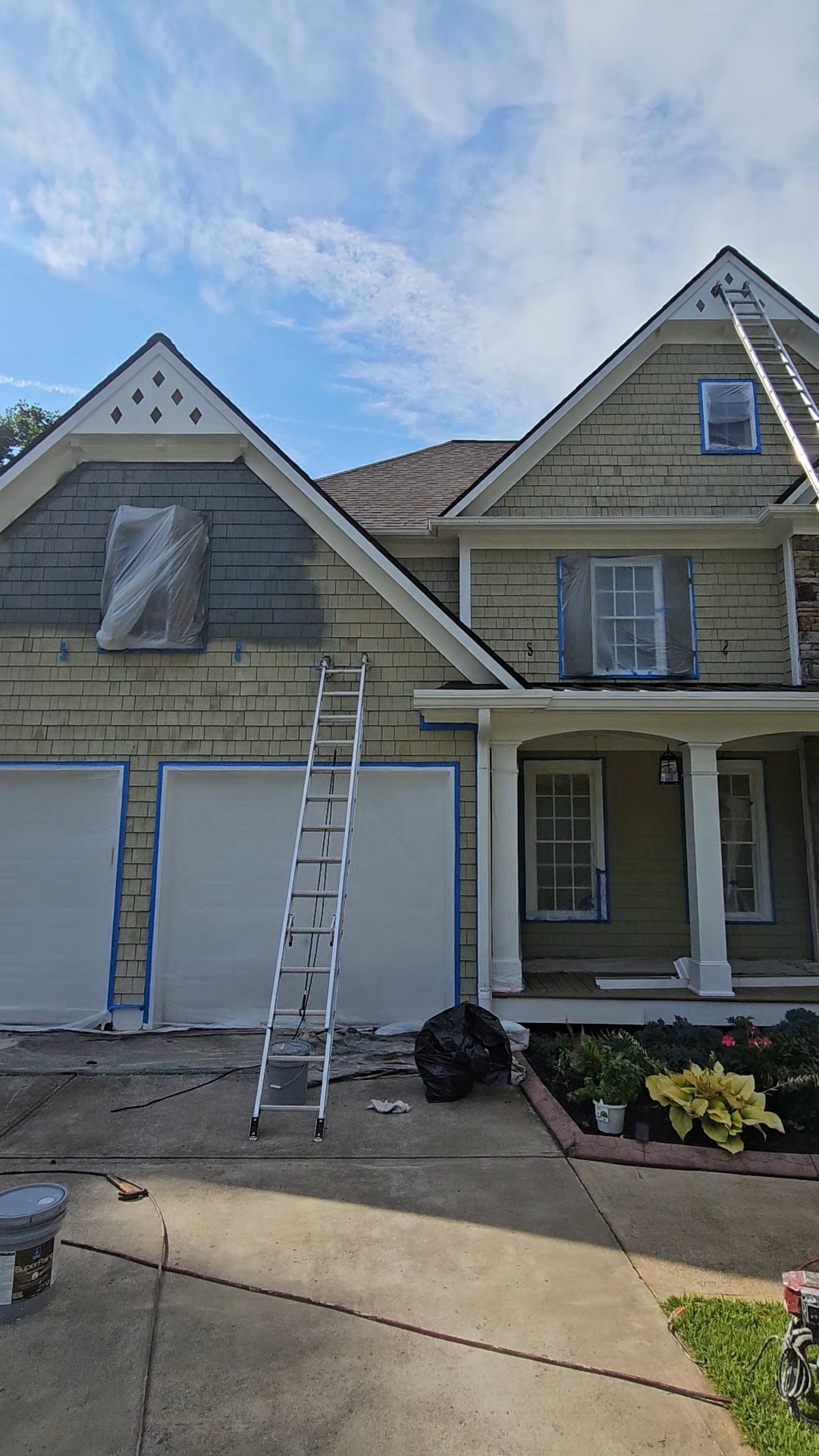 Painter preparing the exterior of a North Georgia home