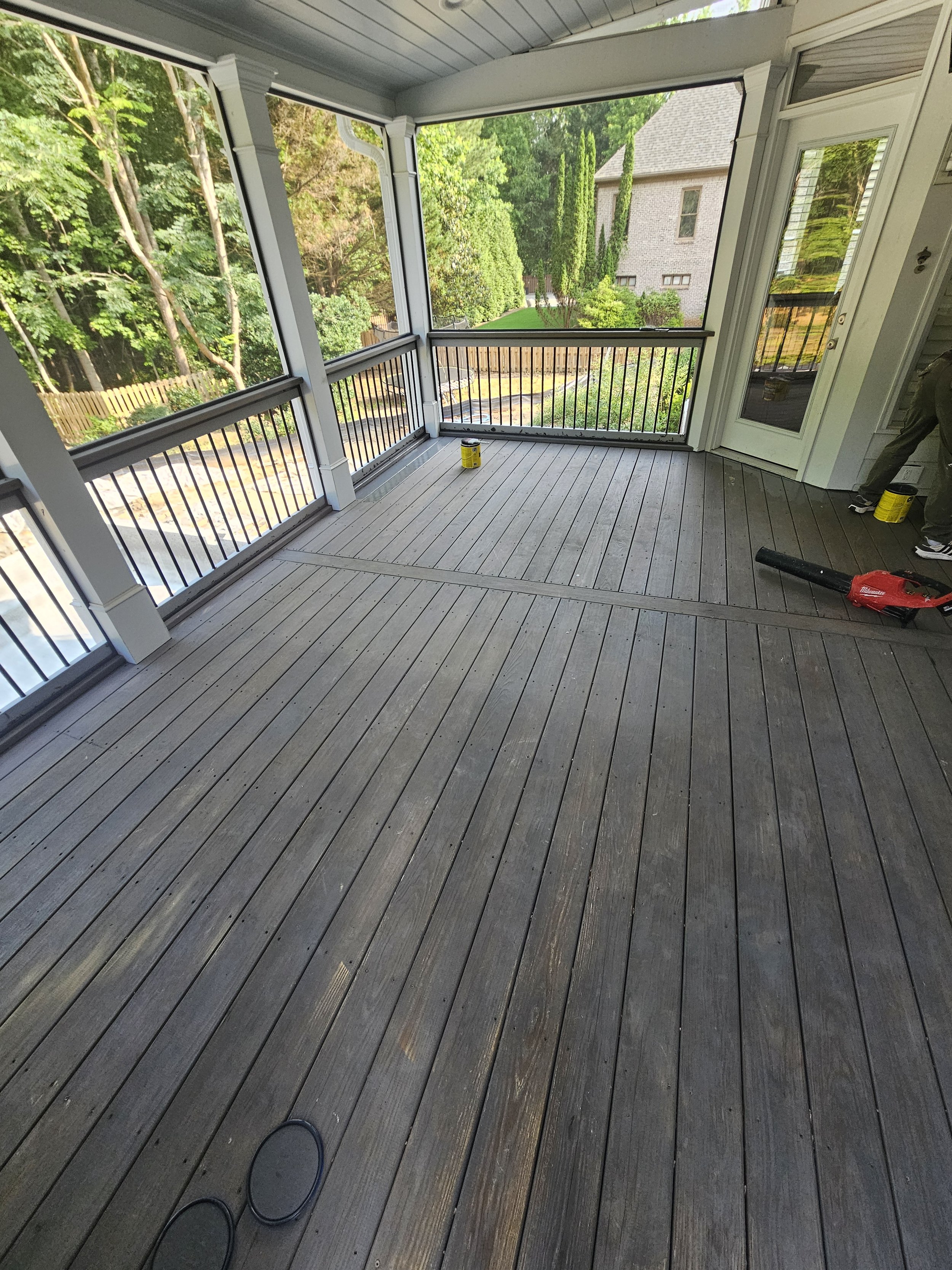Weathered deck before restoration and restaining in Dawsonville, Georgia