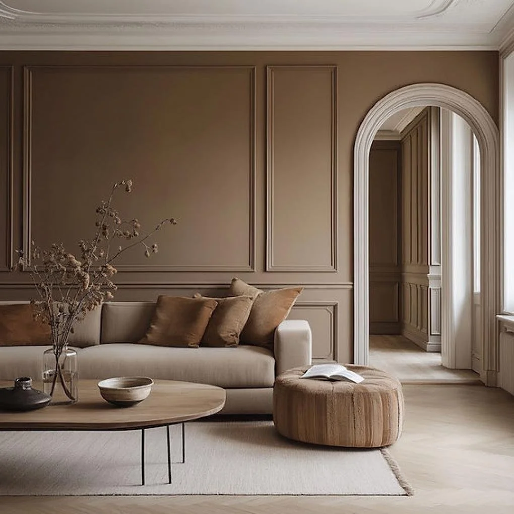 Sophisticated North Georgia interior with color coordinated painted walls, paneled doors, and trim