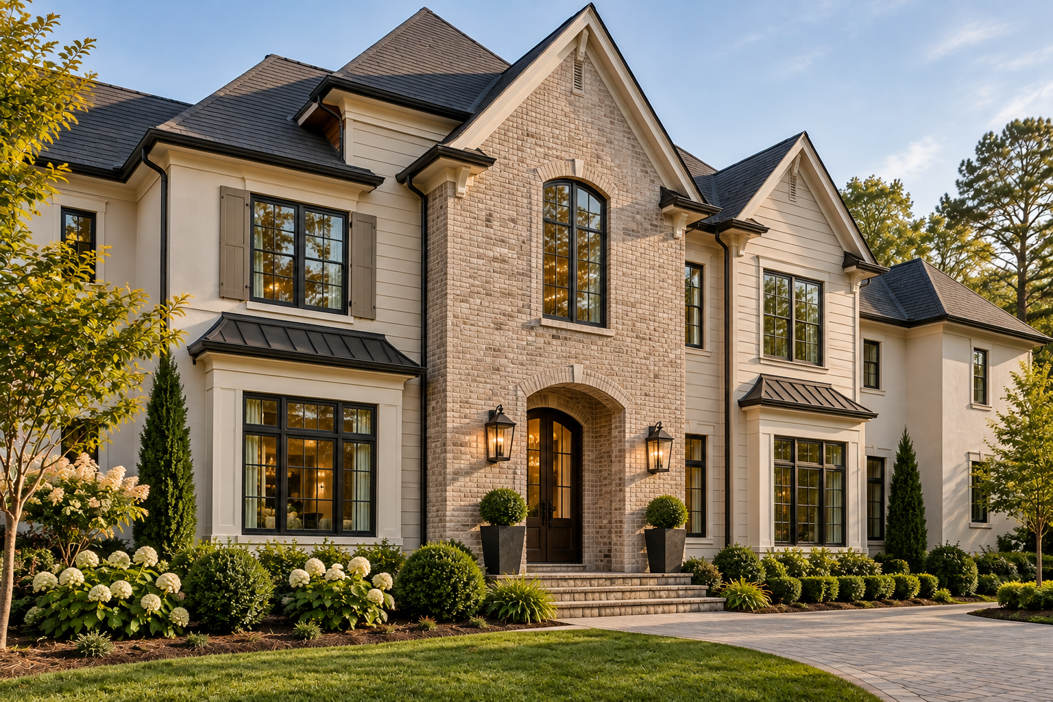 North Georgia home combining painted brick stucco and siding