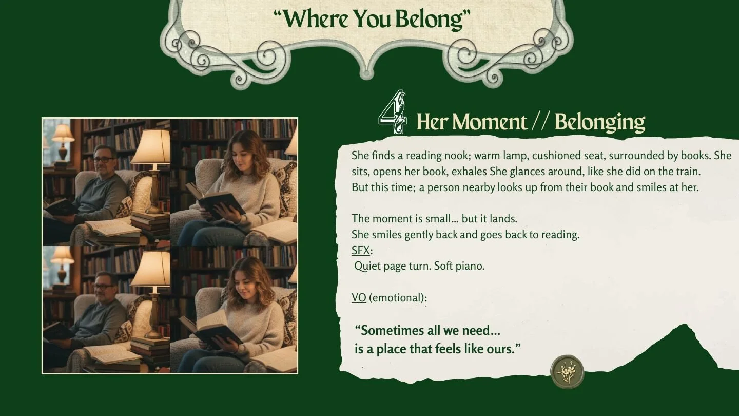 Where You Belong storyboard: a moment of belonging