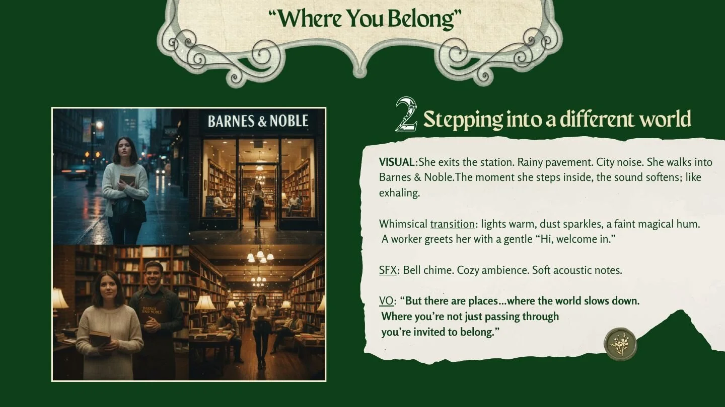 Where You Belong storyboard: entering a different world