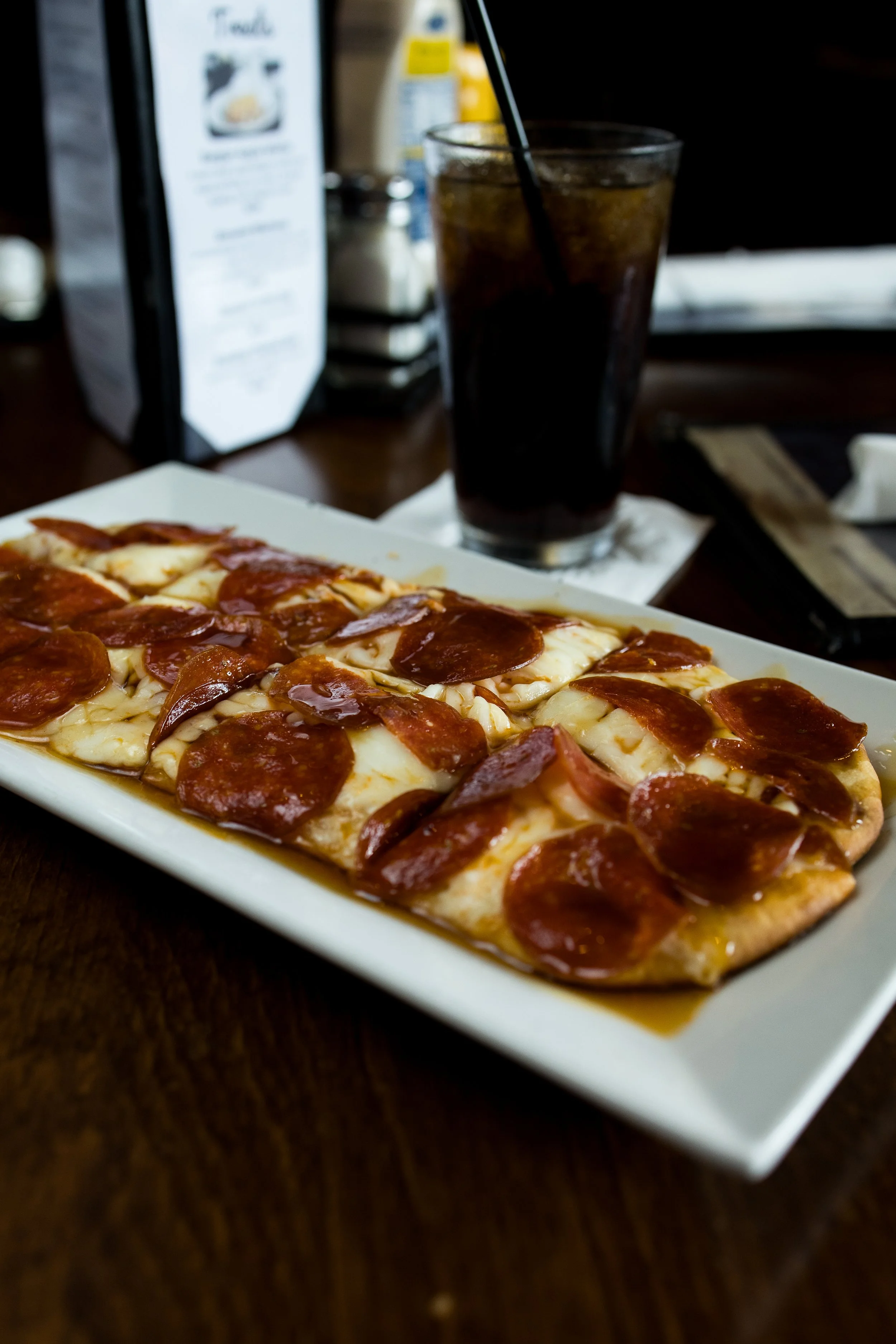 Meatlover's flatbread from Walt’s Pub & Grill in West Lafayette