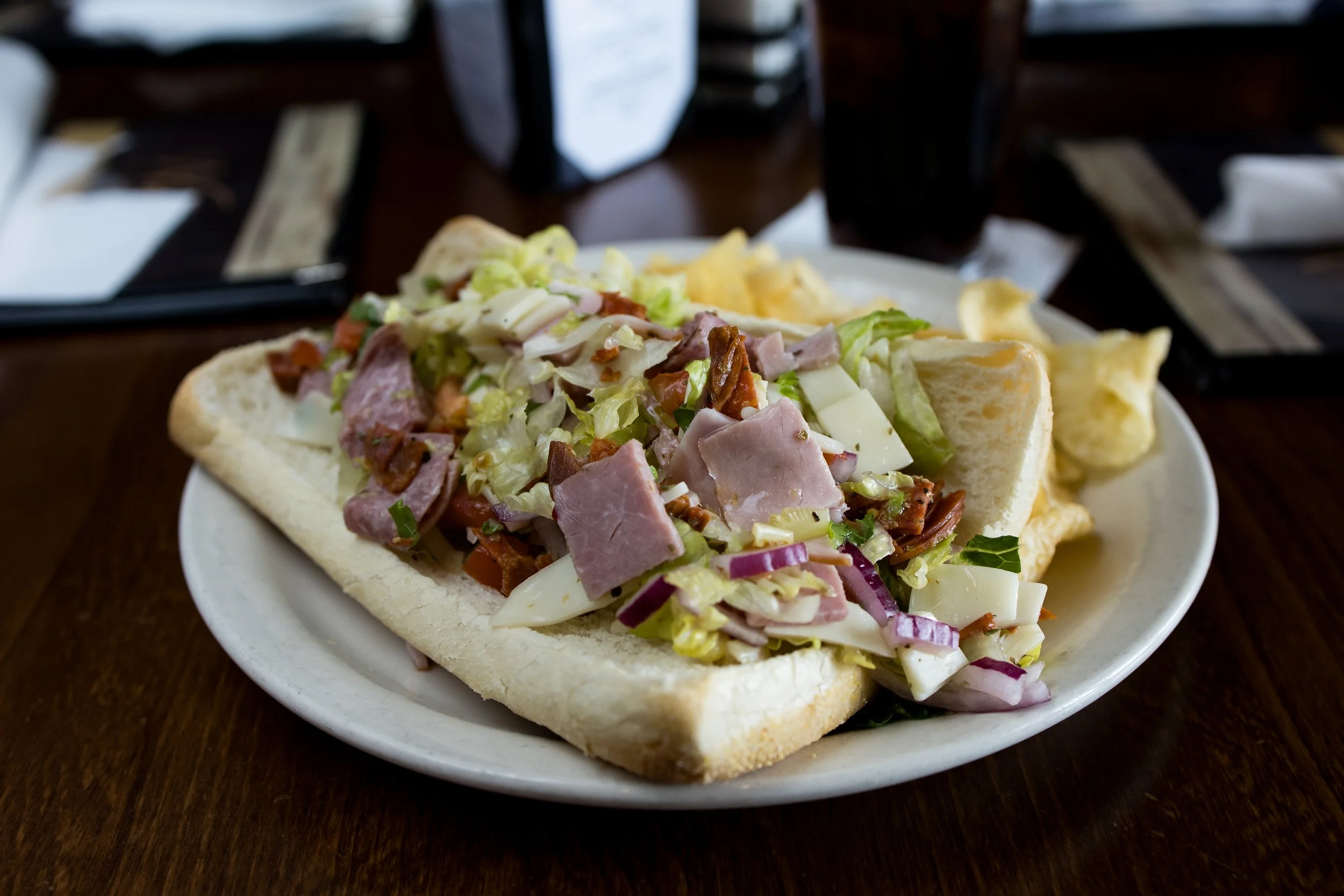 Slow-roasted beef brisket sandwich from Walt’s Pub & Grill in West Lafayette